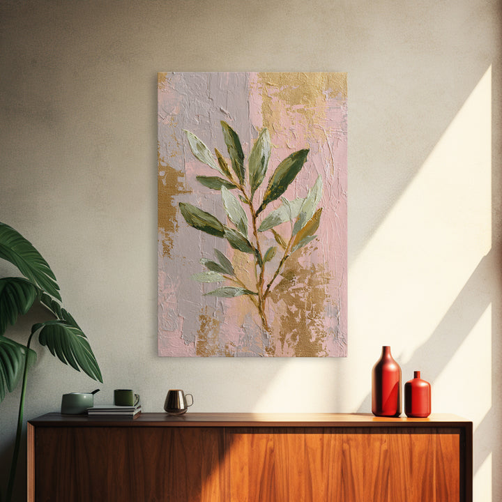 Single Olive Branch Canvas Print, Botanical Art, Minimalist Decor, Living Room Decor, Oil Painting, Botanic, Home Gift, BOT-2x3-15