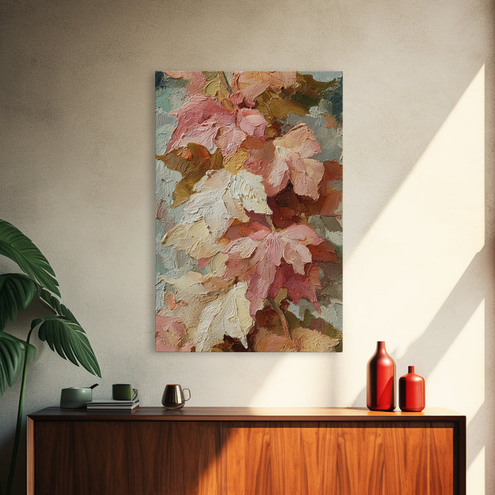 Autumn Leaves Specimen Collection Framed Canvas Print, Botanical Art, Whimsical Decor, Living Room Decor, Oil Painting, Botanic, BOT-2x3-28
