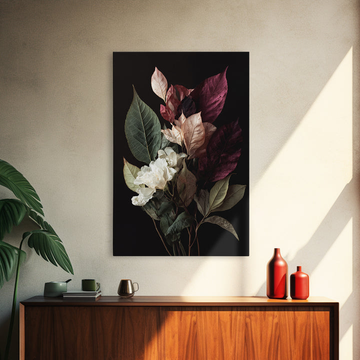 Autumn Leaves Specimen Collection Framed Canvas Print, Botanical Art, Living Room Decor, Watercolor Art, Botanic, BOT-2x3-4