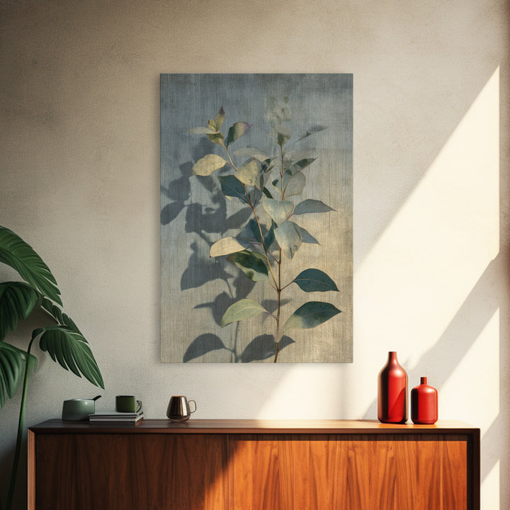 Eucalyptus Stems in Soft Sage Tones Framed Canvas Print, Botanical Art, Home Gift, Living Room Decor, Fine Art, Botanic, BOT-2x3-43