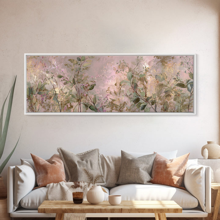 Eucalyptus Stems in Soft Sage Tones Framed Canvas Print, Botanical Art, Textured Painting, Living Room Decor, Fine Art, Botanic, BOT-3x1-27
