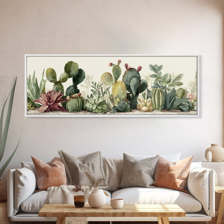Cactus Botanical Plate Canvas Print, Botanical Art, Living Room Decor, Fine Art, Botanic, Fine Art Print, Statement Artwork, BOT-3x1-29