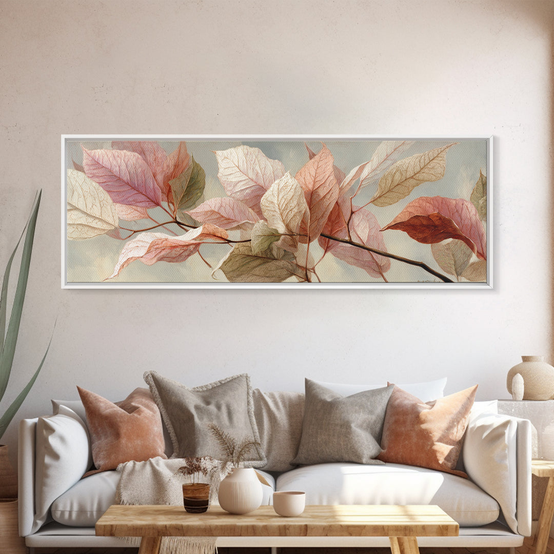 Autumn Leaves Specimen Collection Framed Canvas Print, Botanical Art, Print, Living Room Decor, Watercolor Art, Botanic, BOT-3x1-84
