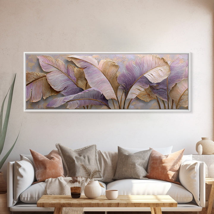 Tropical Banana Leaf Painted Canvas Print, Botanical Art, Textured Painting, Living Room Decor, Fine Art, Botanic, BOT-3x1-96