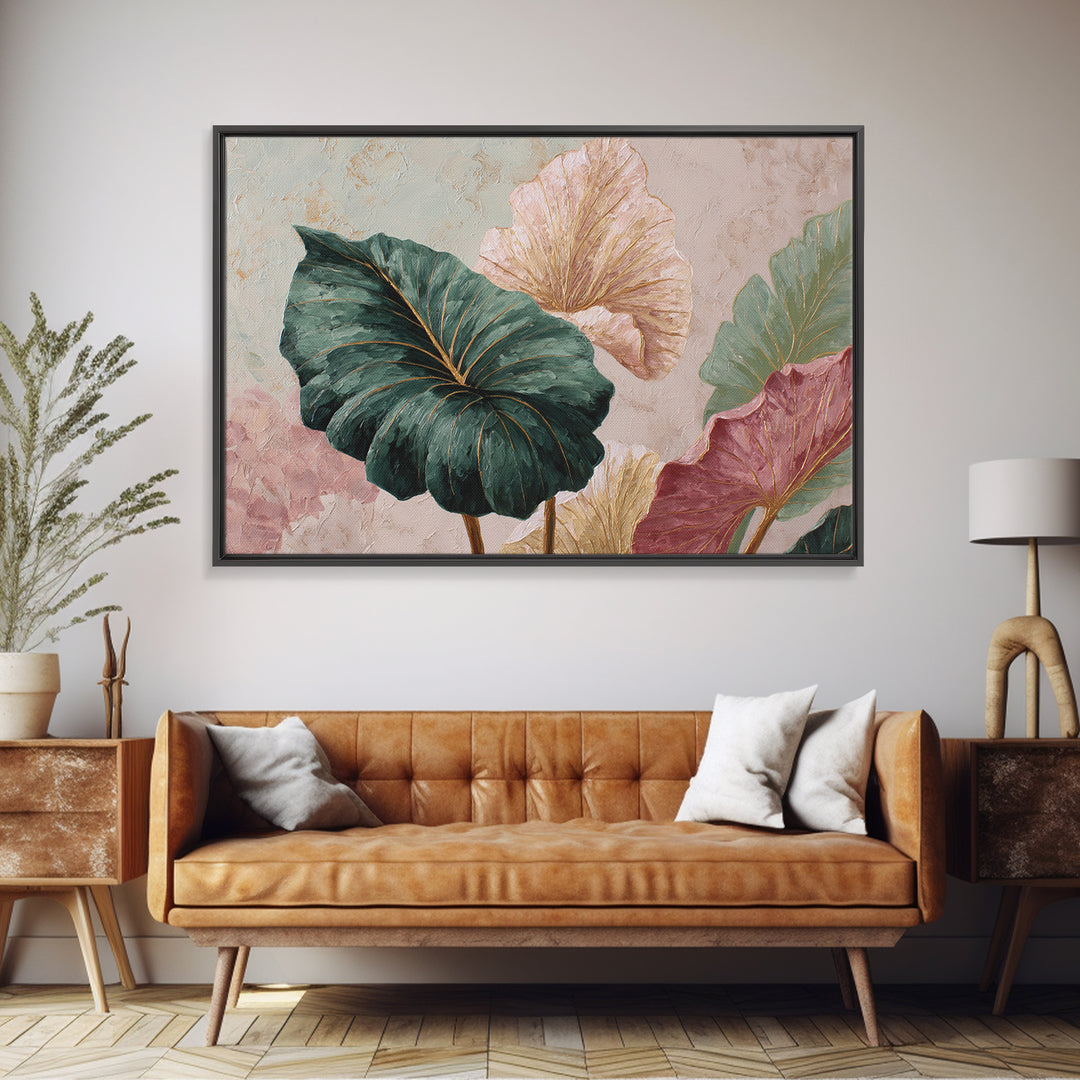Oversized Monstera Leaf Canvas Print, Botanical Art, Whimsical Decor, Living Room Decor, Oil Painting, Botanic, BOT-3x2-54