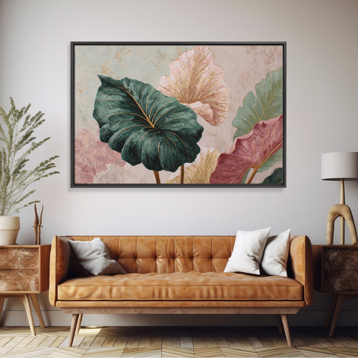Oversized Monstera Leaf Canvas Print, Botanical Art, Whimsical Decor, Living Room Decor, Oil Painting, Botanic, BOT-3x2-54
