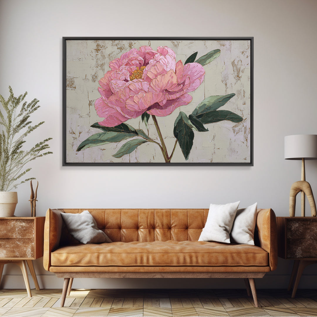 Peony Bloom with Layered Romantic Petals Canvas Print, Botanical Art, Digital Print, Living Room Decor, Watercolor Art, Botanic, BOT-3x2-62