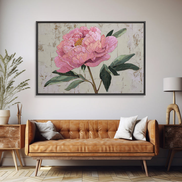 Peony Bloom with Layered Romantic Petals Canvas Print, Botanical Art, Digital Print, Living Room Decor, Watercolor Art, Botanic, BOT-3x2-62