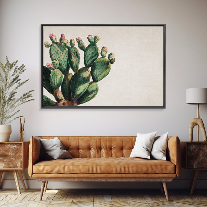 Cactus Botanical Plate Framed Canvas Print, Botanical Art, Living Room Wall Art, Living Room Decor, Fine Art, Botanic, BOT-3x2-65