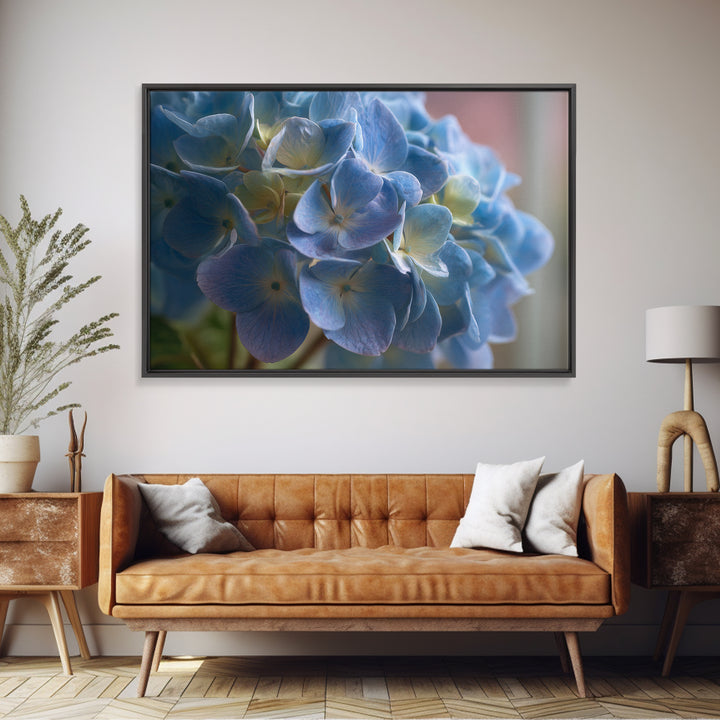 Blue Hydrangea Cluster Canvas Print, Botanical Art, Modern Wall Art, Living Room Decor, Fine Art, Botanic, Textured Painting, BOT-3x2-94