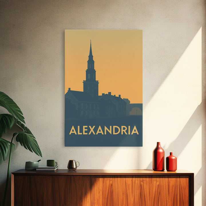 Alexandria Travel Poster, Canvas Print, Sunset Skyline Wall Art, Alexandria City Art, Travel Wall Decor, City Art Print, Home Office Decor
