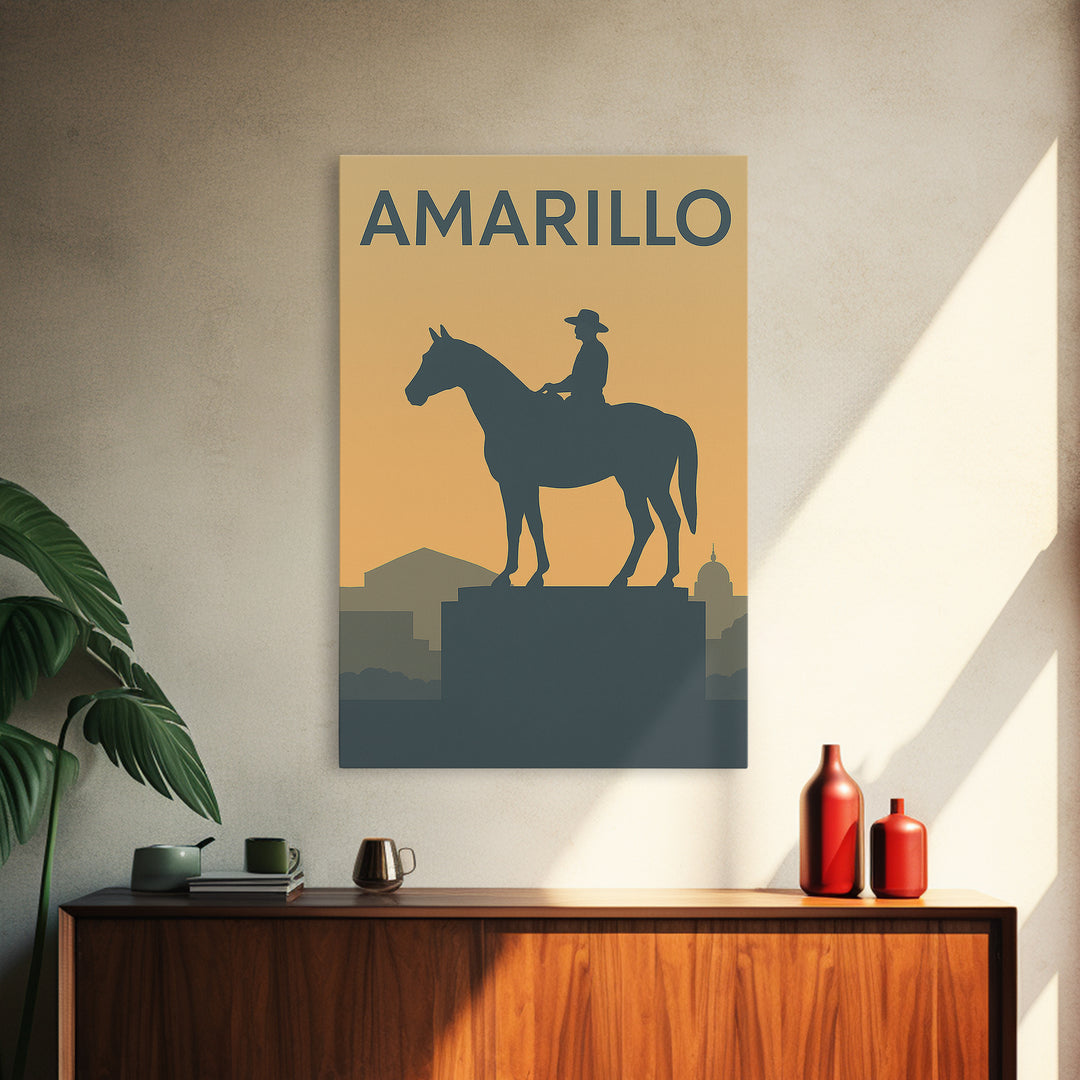Amarillo Texas Travel Poster, Canvas Print, Mid Century Travel Art, Amarillo City Art, Modern Wall Decor, Eclectic Wall Decor, Office Decor