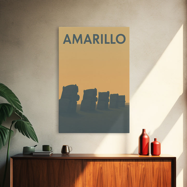 Amarillo Travel Poster, Framed Canvas Print, Mid Century Travel Art, Amarillo Wall Art, Travel Poster Set, Travel Wall Decor, Home Decor