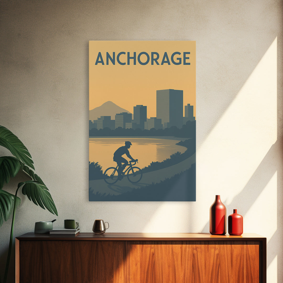 Anchorage Travel Poster, Canvas Print, Minimalist Retro Wall Art, Anchorage Poster Print, Travel Poster Set, City Illustration