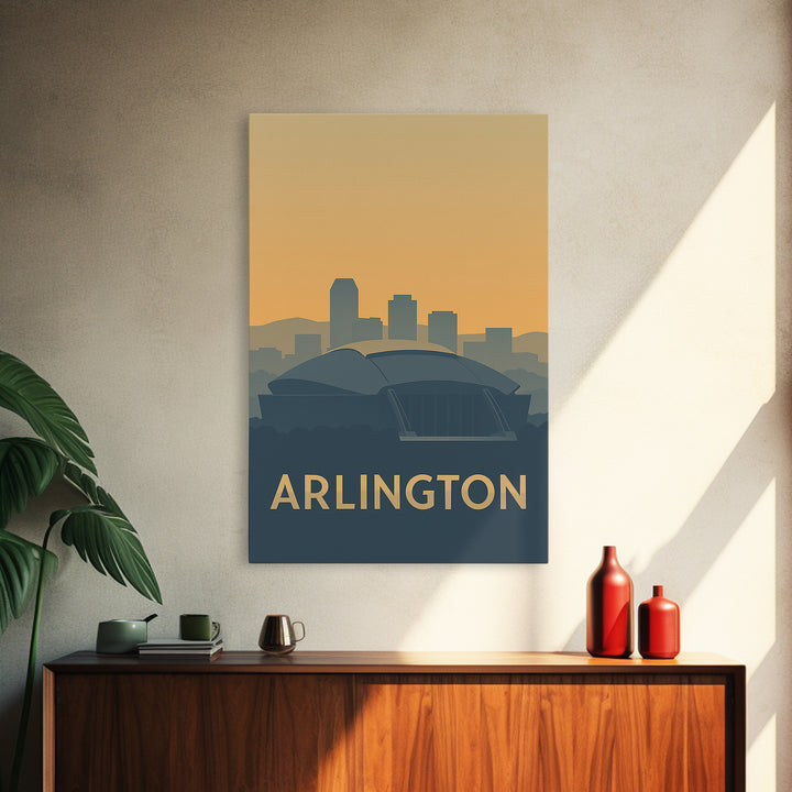 Arlington Texas Travel Poster, Canvas Print, Retro Wall Art, Arlington Wall Art, City Art Print, Mid Century Wall Art, Vintage Print
