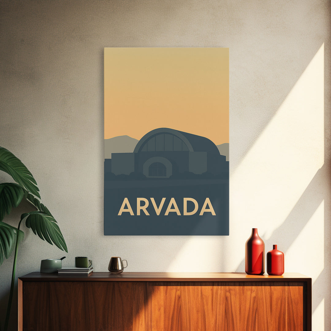 Arvada Colorado Travel Poster, Framed Canvas Print, Mid Century Travel Art, Arvada City Art, Mid Century Wall Art, Eclectic Wall Decor
