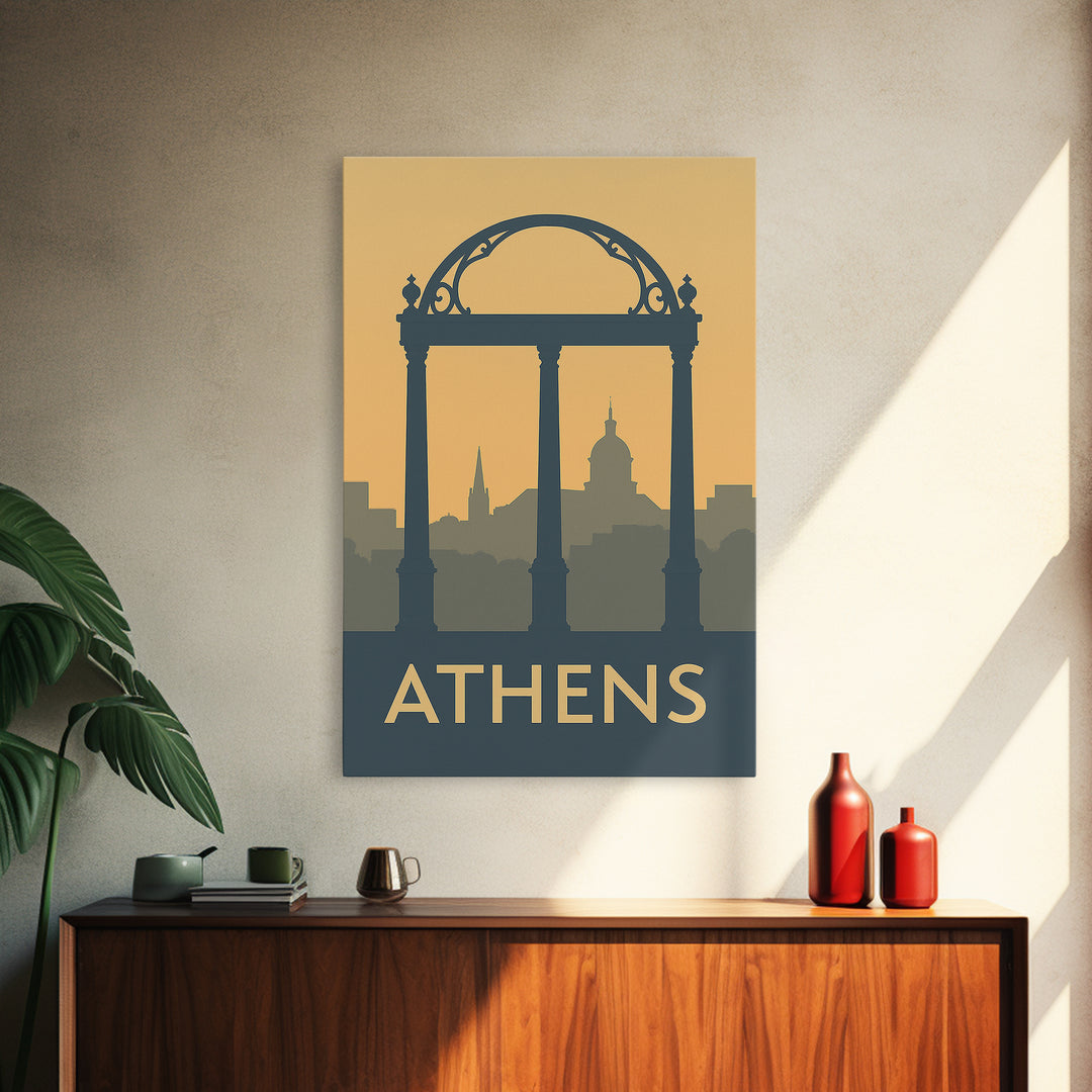 Athens Travel Poster, Canvas Print, Minimalist Retro Wall Art, Athens Travel Art, Vintage City Art, Fine Art Print, Living Room Wall Art