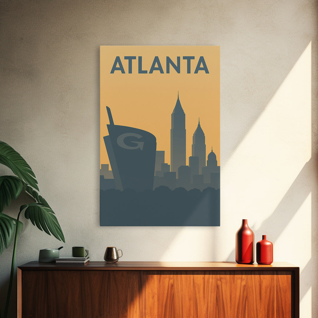Atlanta Travel Poster, Canvas Print, Minimalist Retro Wall Art, Atlanta City Art, Retro Travel Print, Travel Wall Decor, Wanderlust Decor