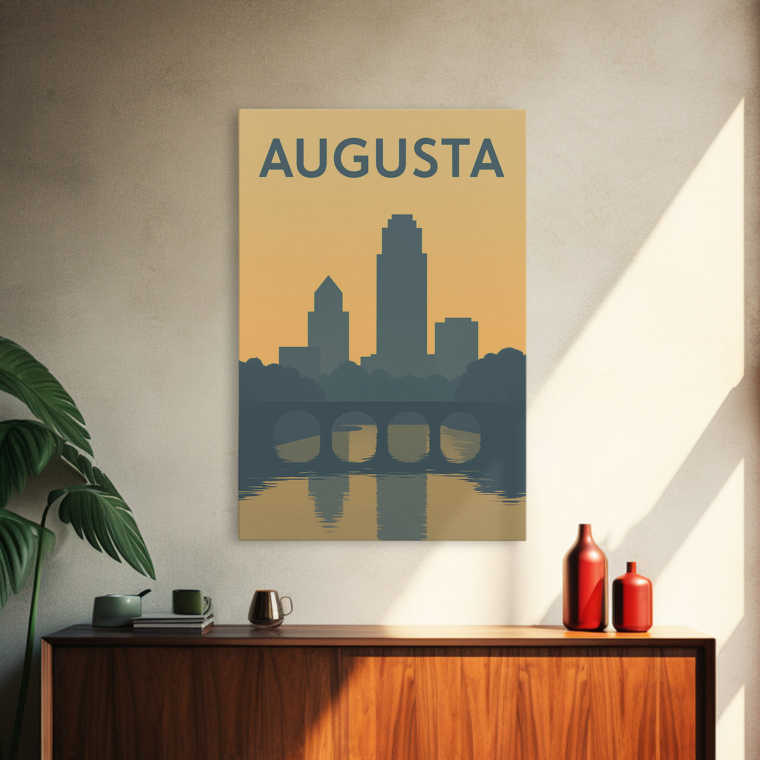 Augusta Georgia Travel Poster, Canvas Print, Mid Century Travel Art, Augusta City Art, City Travel Prints, City Illustration, Travel Print
