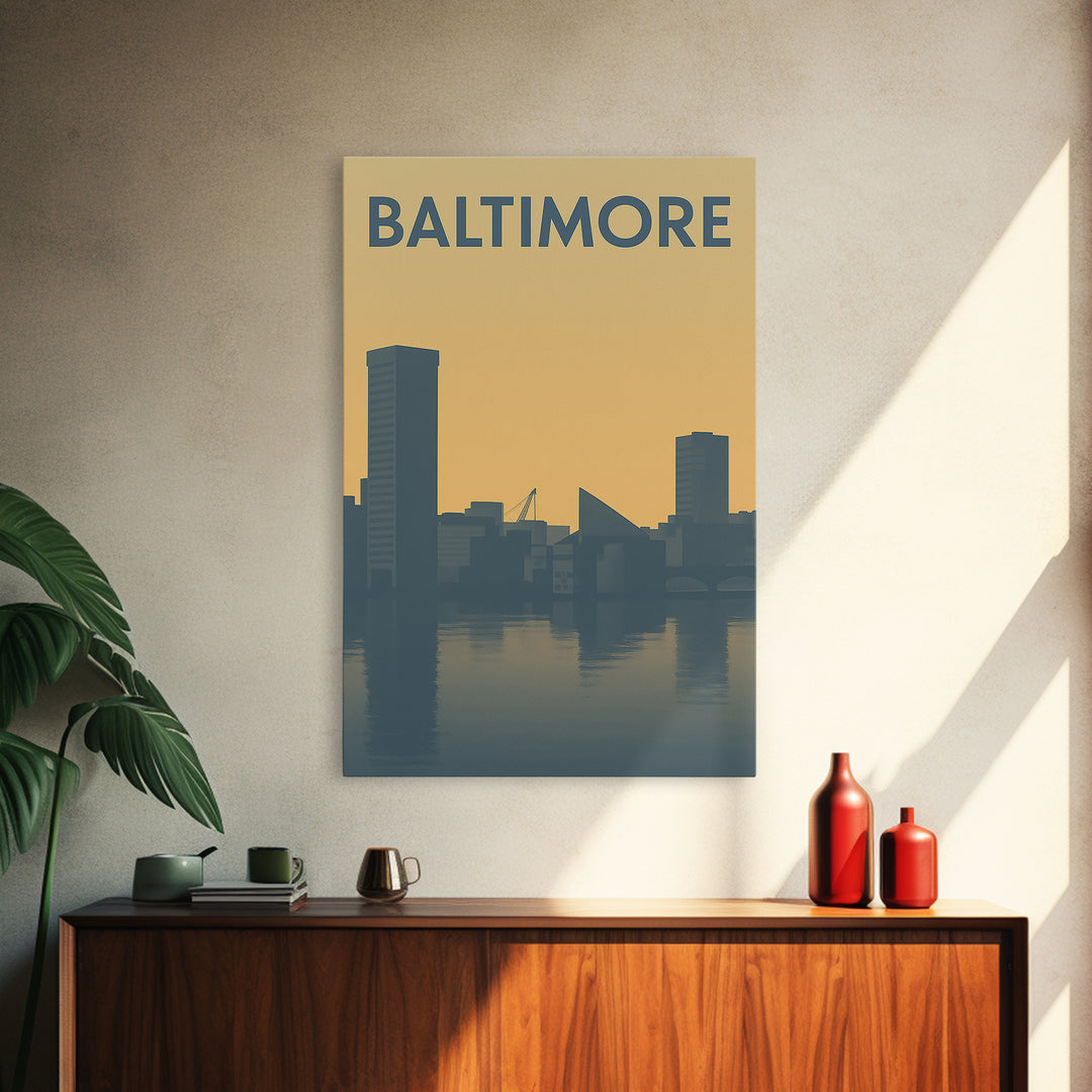 Baltimore Travel Poster, Canvas Print, Sunset Skyline Wall Art, Baltimore Travel Art, Fine Art Print, Vintage Travel Art, City Art Print