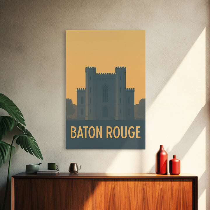 Baton Rouge Travel Poster, Canvas Print, Minimalist Retro Wall Art, Baton Rouge Wall Art, Modern Wall Decor, Retro Travel Print
