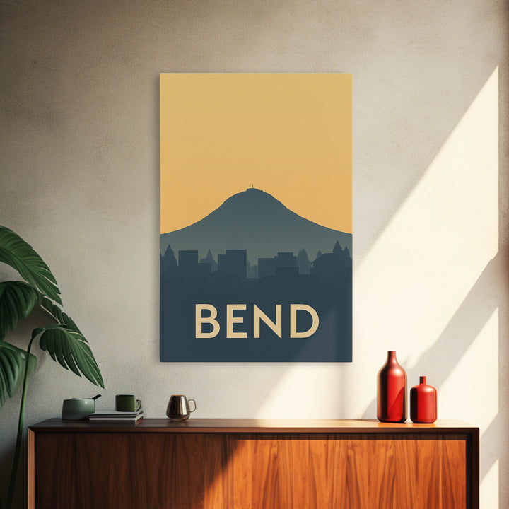 Bend Travel Poster, Framed Canvas Print, Vintage City Poster Art, Bend City Art, Retro Travel Print, City Art Print, Vintage City Art