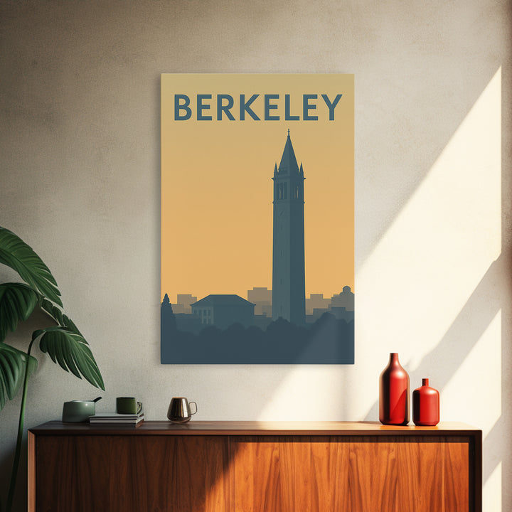 Berkeley California Travel Poster, Canvas Print, Sunset Skyline Wall Art, Berkeley Print, Travel Wall Art, Wall Decor, Travel Art Print