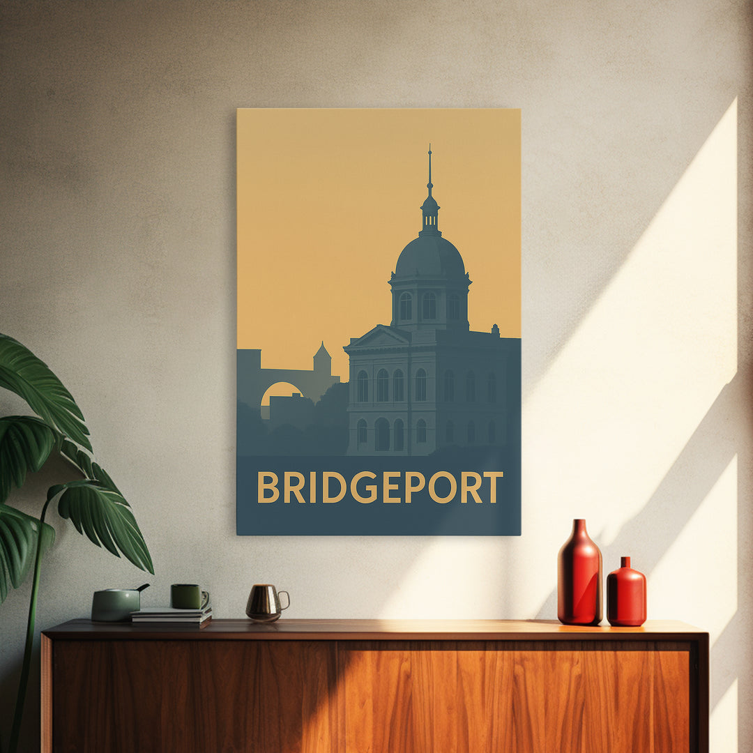 Bridgeport Connecticut Travel Poster, Canvas Print, Vintage City Poster Art, Bridgeport Travel Art, Wall Art, Vintage City Poster