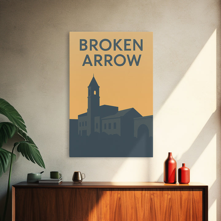 Broken Arrow Oklahoma Travel Poster, Canvas Print, Minimalist Retro Wall Art, Broken Arrow Art Print, Travel Poster Set, Vintage City Art