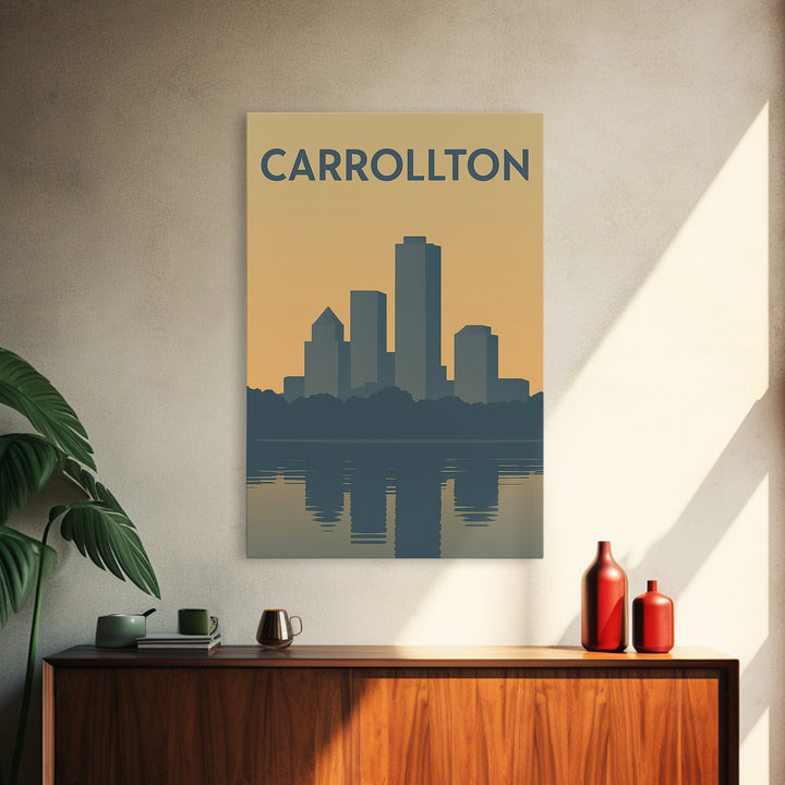 Carrollton Travel Poster, Canvas Print, Mid Century Travel Art, Carrollton Art Print, Mid Century Wall Art, Living Room Wall Art