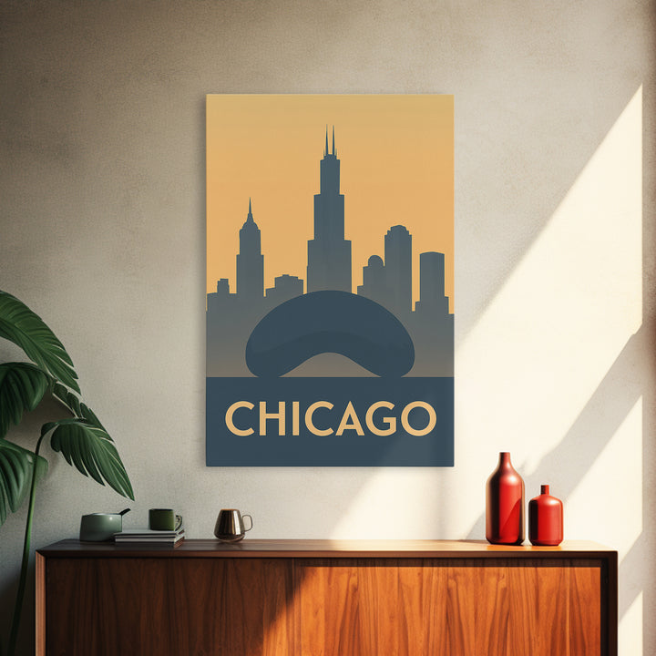 Chicago Illinois Travel Poster, Canvas Print, Retro Wall Art, Chicago Travel Art, Fine Art Print, Vintage City Art, Travel Art Print