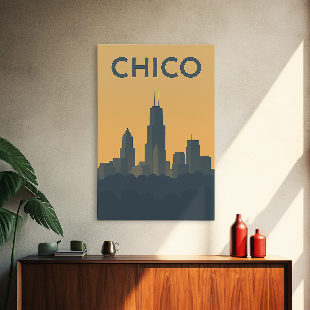 Chico California Travel Poster, Canvas Print, Vintage City Poster Art, Chico Wall Art, Vintage City Poster, Retro Travel Print, Poster Print