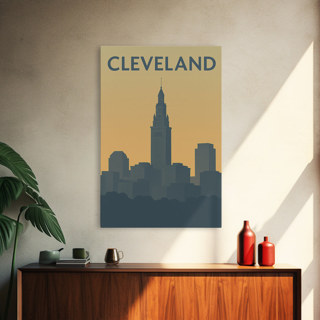 Cleveland Travel Poster, Canvas Print, Vintage City Poster Art, Cleveland Art Print, Travel Wall Art, Retro Travel Print, Travel Art Print