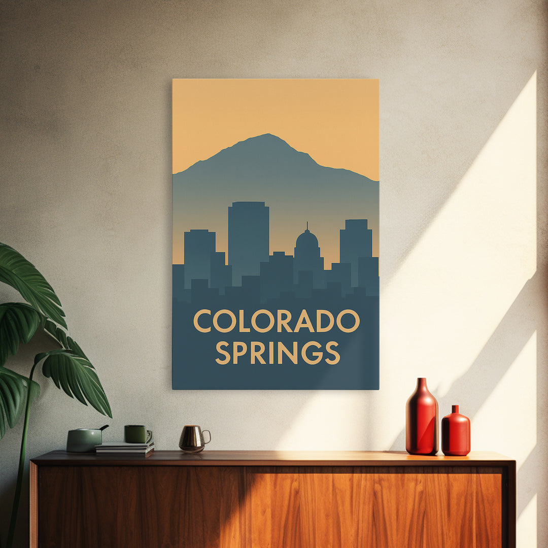 Colorado Springs Travel Poster, Canvas Print, Mid Century Travel Art, Colorado Springs Wall Art, Living Room Wall Art, Mid Century Wall Art