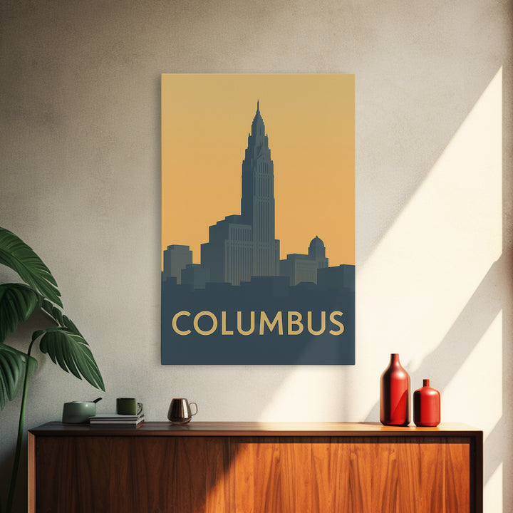 Columbus Travel Poster, Canvas Print, Mid Century Travel Art, Columbus Travel Art, Travel Poster Art, Travel Art Print, Modern Wall Decor