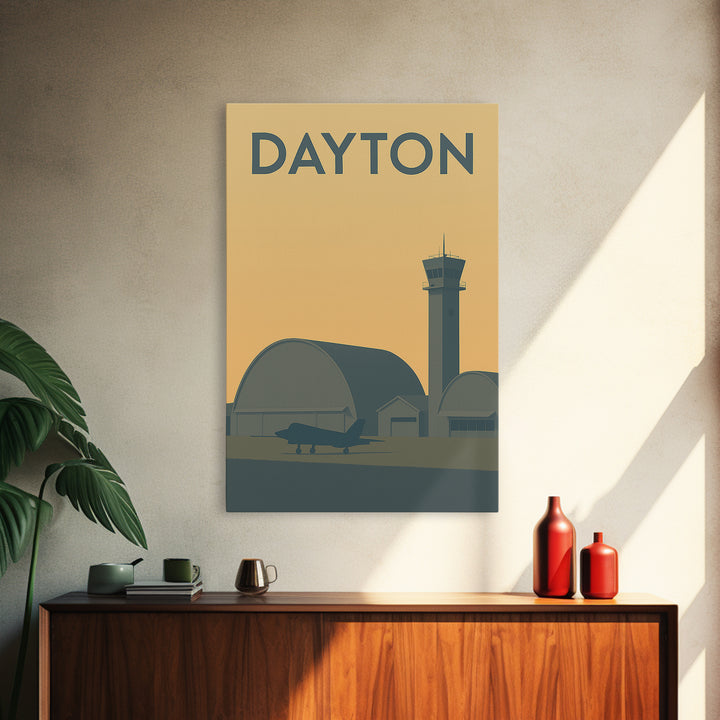 Dayton Travel Poster, Framed Canvas Print, Minimalist Retro Wall Art, Dayton Art Print, Modern Wall Decor, Home Office Decor, Poster Art