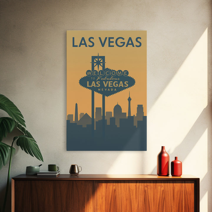 Las Vegas Travel Poster, Canvas Print, Minimalist Retro Wall Art, Las Vegas Travel Art, Mid Century Wall Art, Travel Poster Art