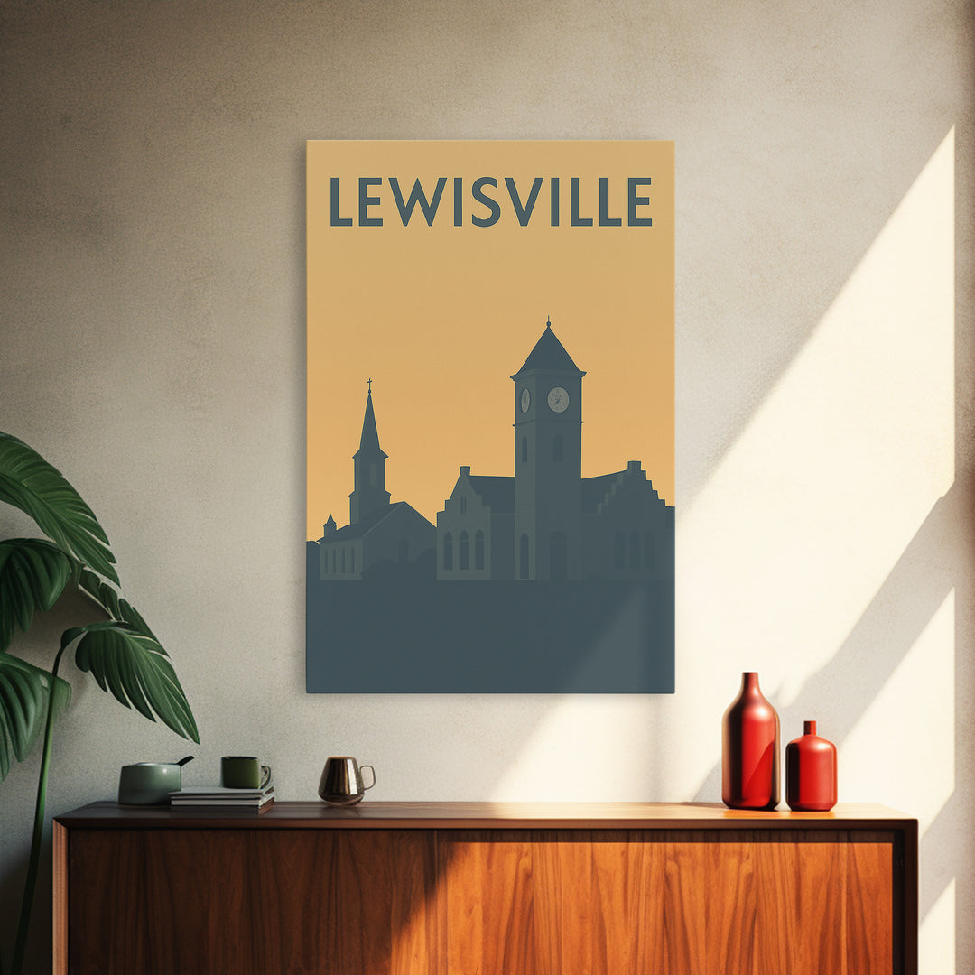 Lewisville Travel Poster, Canvas Print, Minimalist Retro Wall Art, Lewisville Wall Art, City Art Print, Wanderlust Decor, Travel Art Print