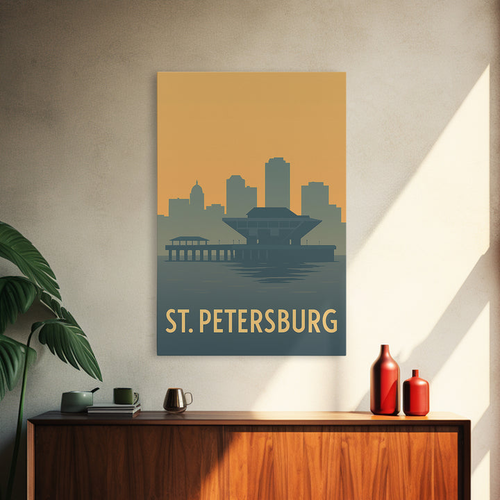 St Petersburg Travel Poster, Framed Canvas Print, Sunset Skyline Wall Art, St Petersburg Art Print, City Art Print, Fine Art Print