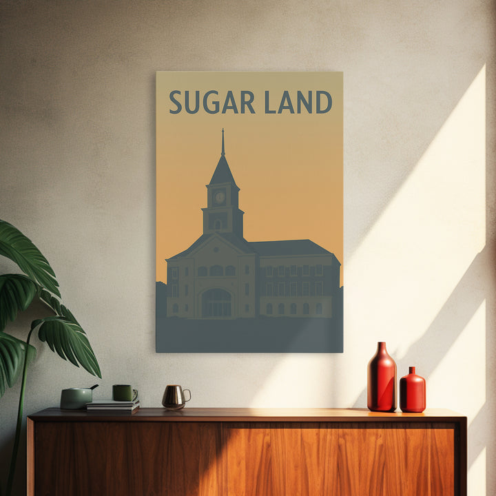 Sugar Land Texas Travel Poster, Canvas Print, Minimalist Retro Wall Art, Sugar Land City Art, Wanderlust Decor, Living Room Wall Art