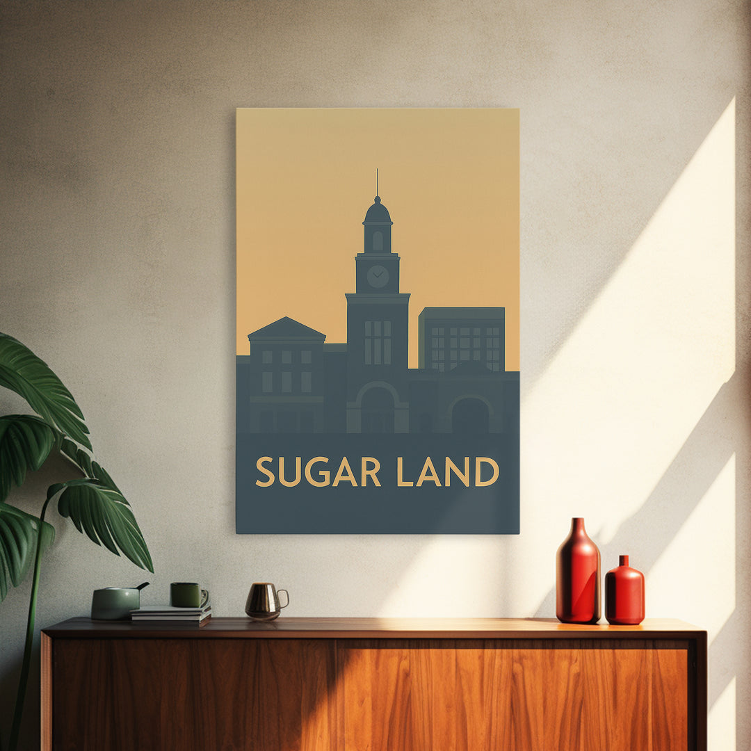 Sugar Land Travel Poster, Canvas Print, Mid Century Travel Art, Sugar Land Art Print, Travel Wall Art, Vintage Travel Print, Poster Art