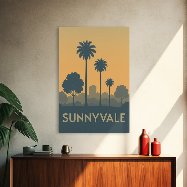 Sunnyvale California Travel Poster, Canvas Print, Travel Art, Sunnyvale Art Print, Wanderlust Decor, City Art Print, Travel Print