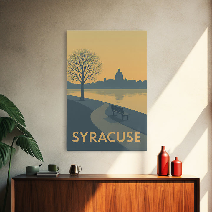 Syracuse Travel Poster, Canvas Print, Minimalist Retro Wall Art, Syracuse City Art, Home Office Decor, Mid Century Wall Art, Home Decor