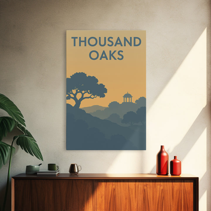 Thousand Oaks California Travel Poster, Canvas Print, Sunset Skyline Wall Art, Thousand Oaks City Art, Vintage City Art, Art Print