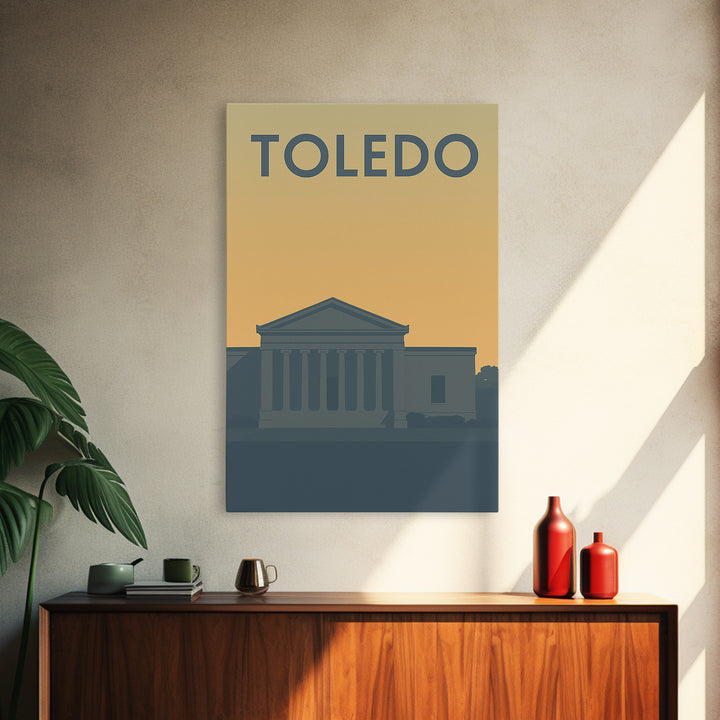 Toledo Travel Poster, Framed Canvas Print, Mid Century Travel Art, Toledo Art Print, Gift For Travelers, Modern Wall Decor, City Art Print