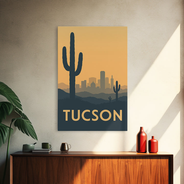 Tucson Travel Poster, Framed Canvas Print, Vintage City Poster Art, Tucson Wall Art, Travel Wall Art, Living Room Wall Art, City Poster