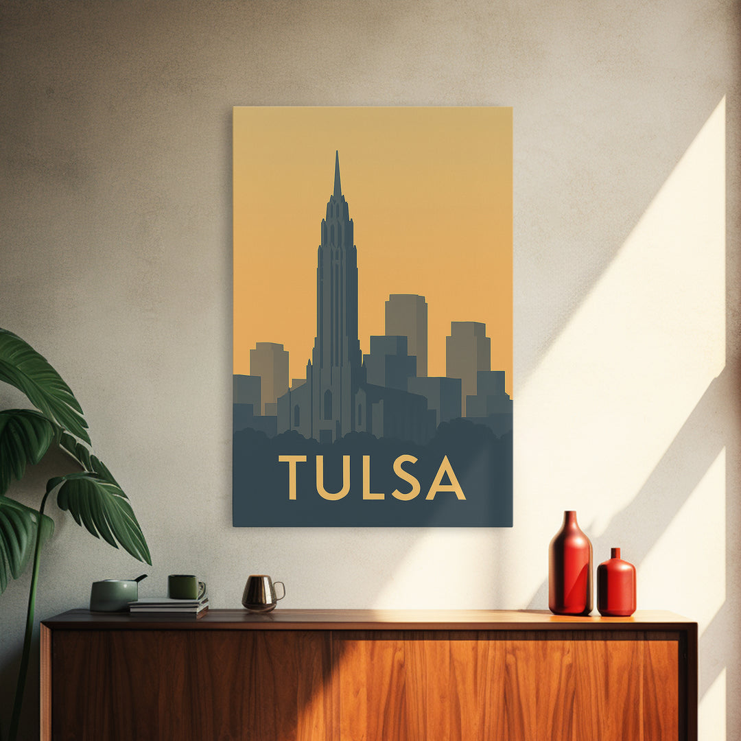 Tulsa Oklahoma Travel Poster, Canvas Print, Mid Century Travel Art, Tulsa City Art, Vintage Travel Art, Vintage City Poster, Art Print