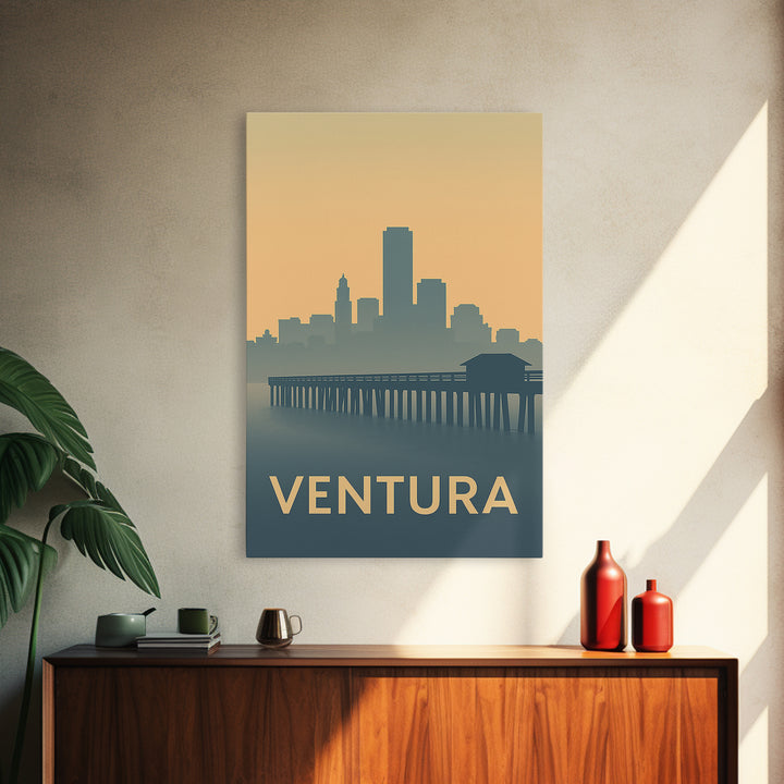 Ventura Travel Poster, Framed Canvas Print, Mid Century Travel Art, Ventura Art Print, Vintage Travel Art, Vintage Travel Print