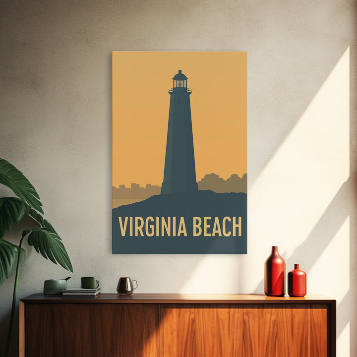 Virginia Beach Virginia Travel Poster, Canvas Print, Sunset Skyline Wall Art, Virginia Beach Wall Art, Vintage Travel Art, Fine Art Print