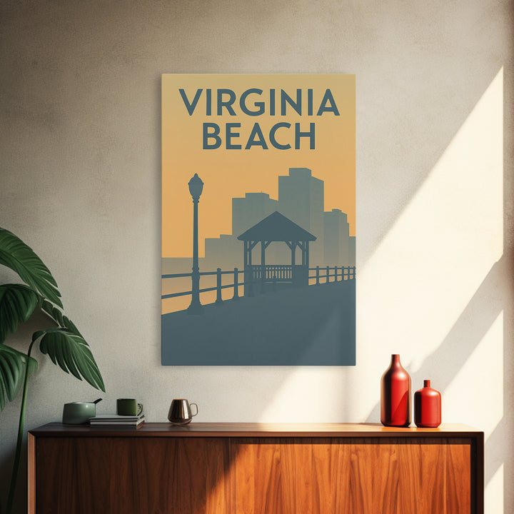 Virginia Beach Travel Poster, Framed Canvas Print, Vintage City Poster Art, Virginia Beach Art Print, Vintage City Art, Gift For Travelers